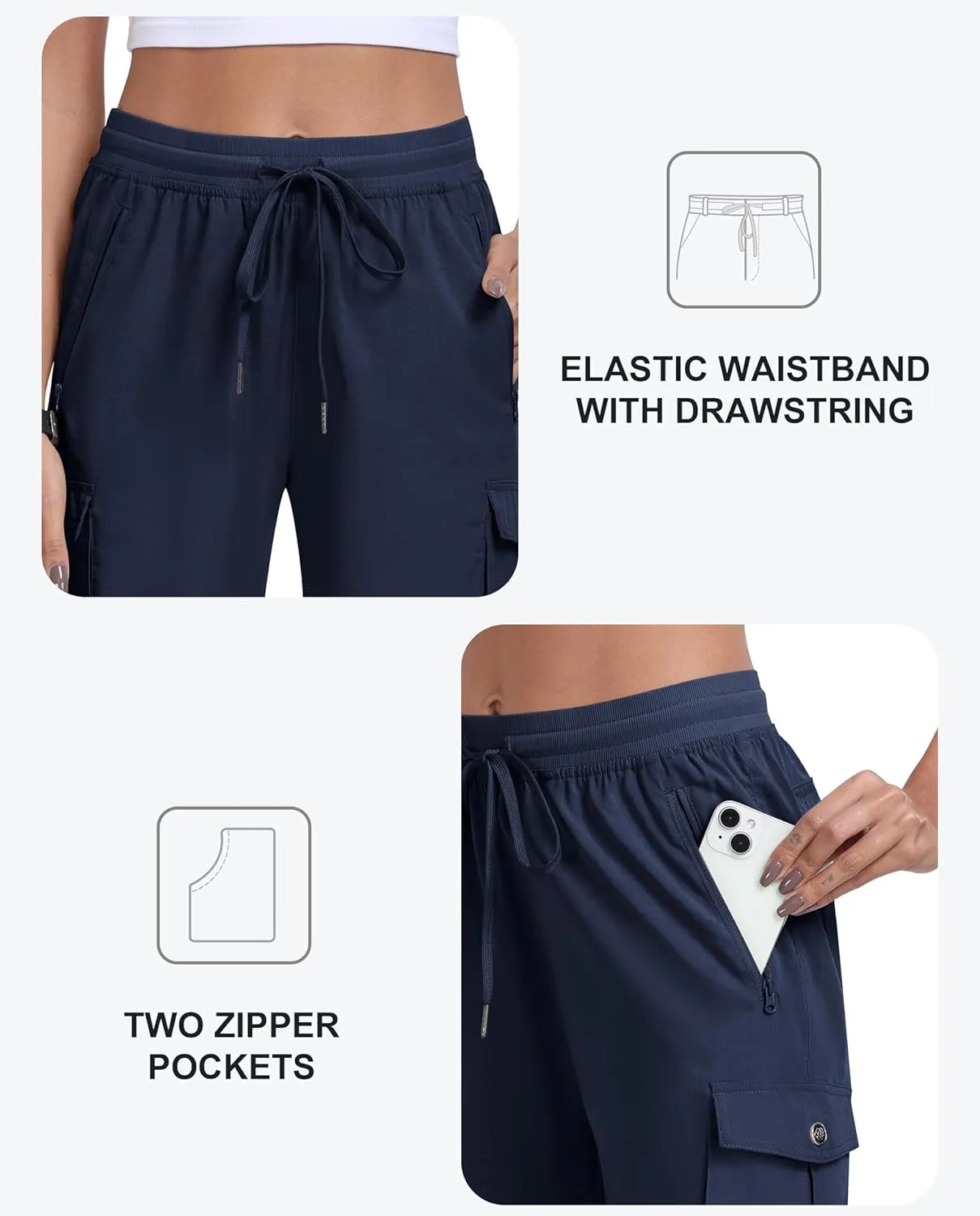 MoFiz Women's Cargo Shorts Quick Dry Athletic Shorts Lightweight Running Summer Hiking Shorts with Pockets