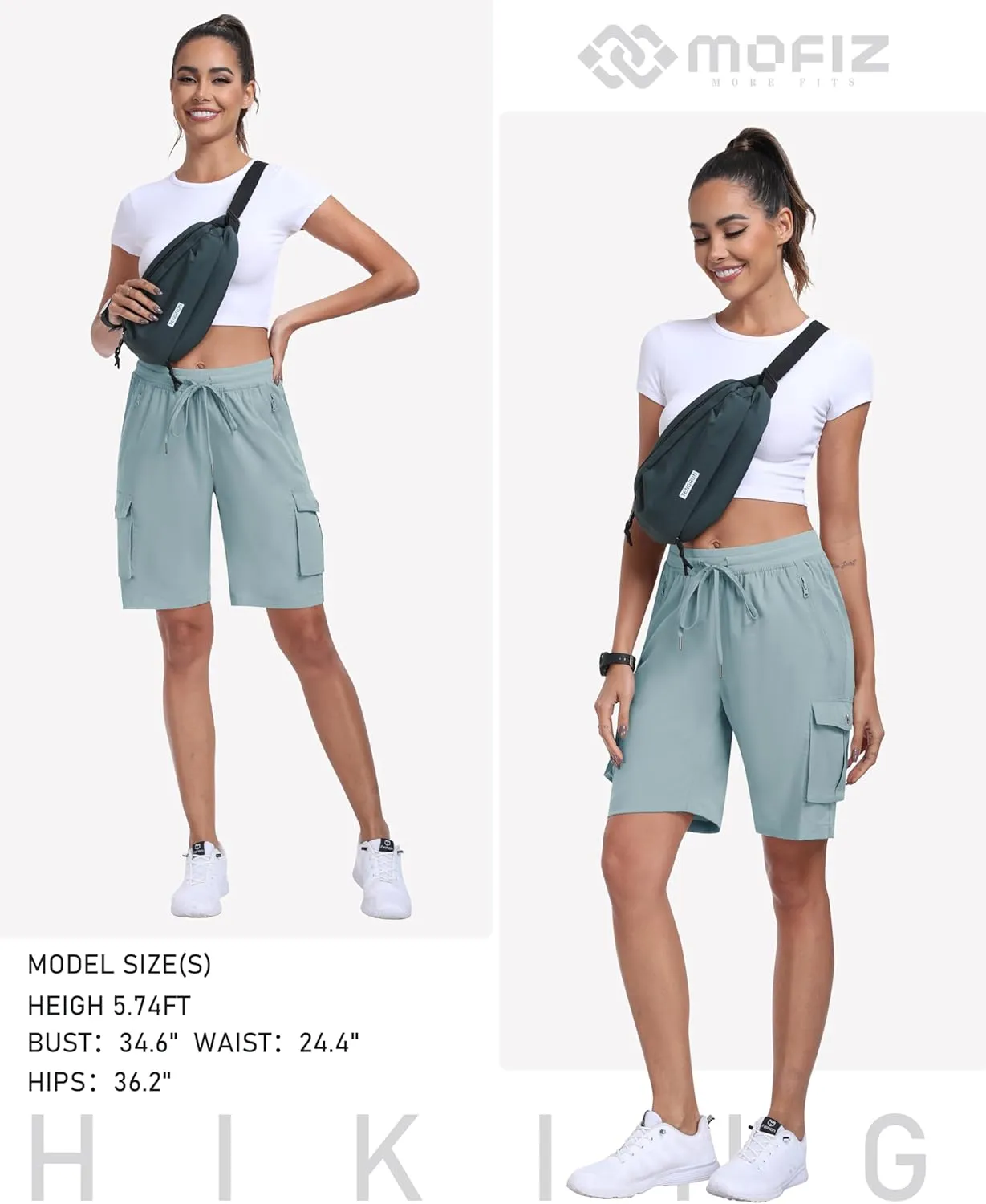 MoFiz Women's Cargo Shorts Quick Dry Athletic Shorts Lightweight Running Summer Hiking Shorts with Pockets