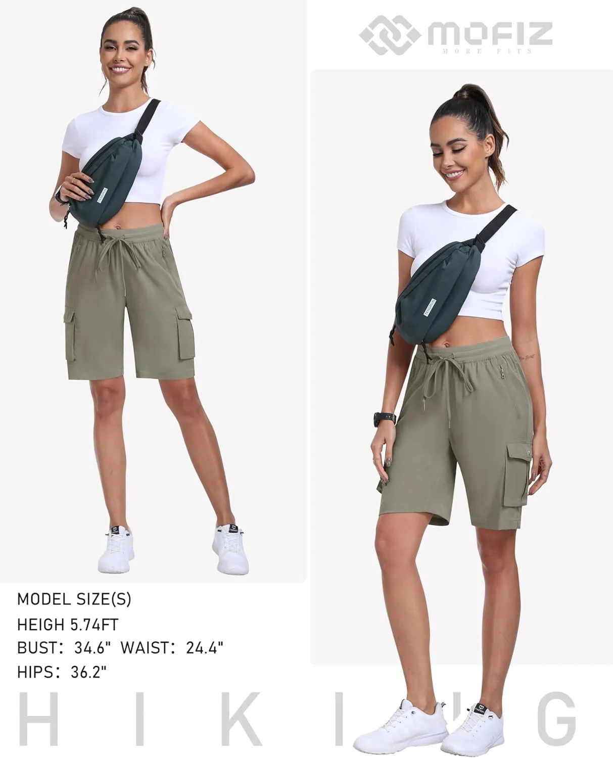 MoFiz Women's Cargo Shorts Quick Dry Athletic Shorts Lightweight Running Summer Hiking Shorts with Pockets