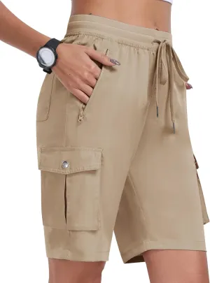 MoFiz Women's Cargo Shorts Quick Dry Athletic Shorts Lightweight Running Summer Hiking Shorts with Pockets