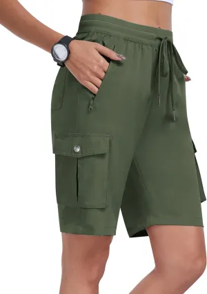 MoFiz Women's Cargo Shorts Quick Dry Athletic Shorts Lightweight Running Summer Hiking Shorts with Pockets