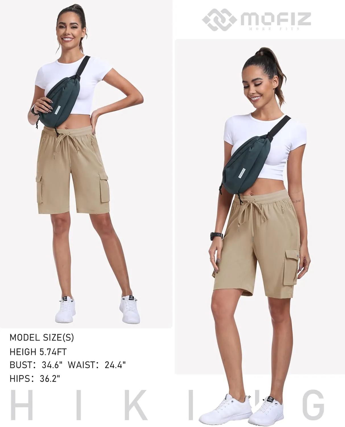 MoFiz Women's Cargo Shorts Quick Dry Athletic Shorts Lightweight Running Summer Hiking Shorts with Pockets
