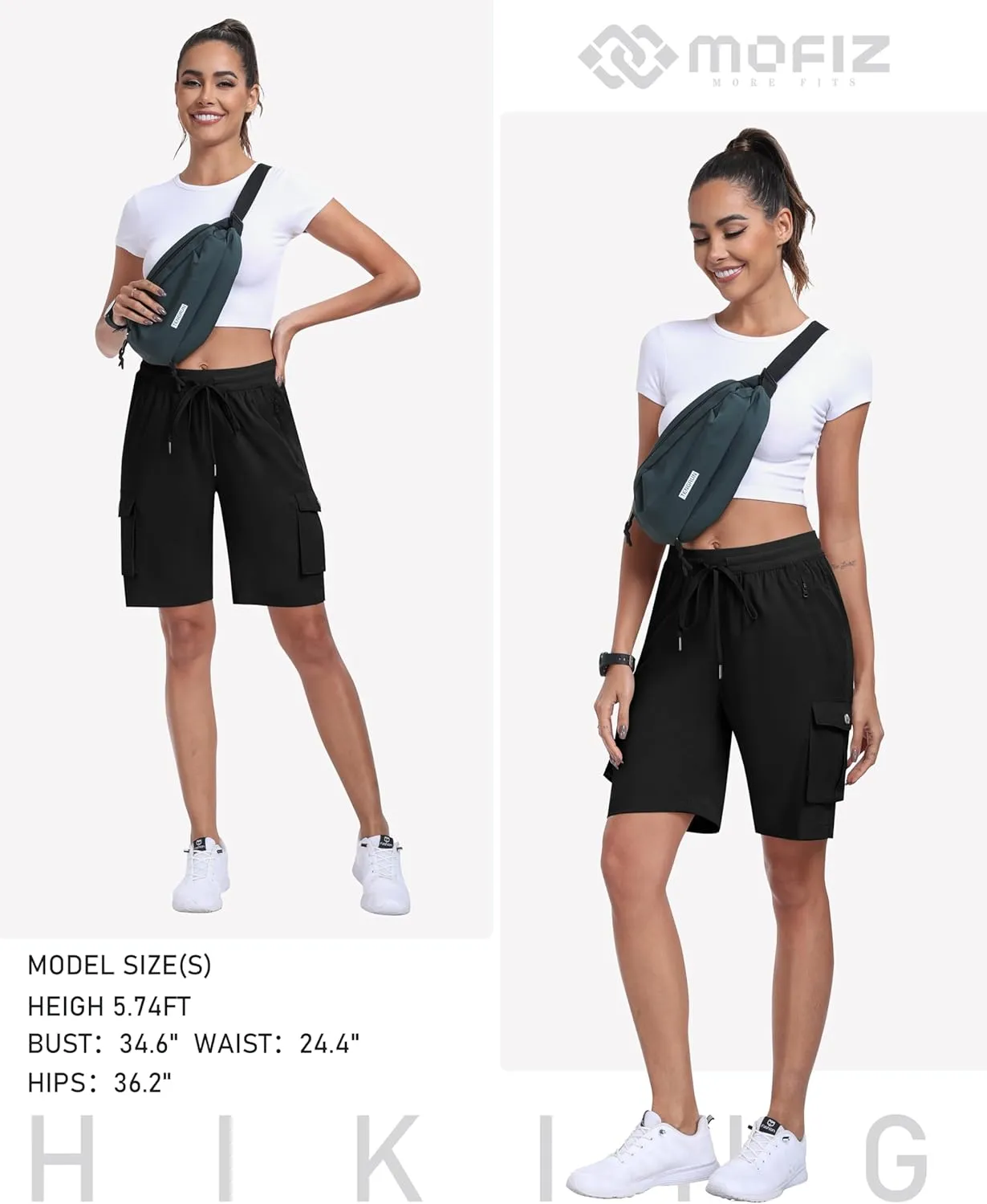 MoFiz Women's Cargo Shorts Quick Dry Athletic Shorts Lightweight Running Summer Hiking Shorts with Pockets
