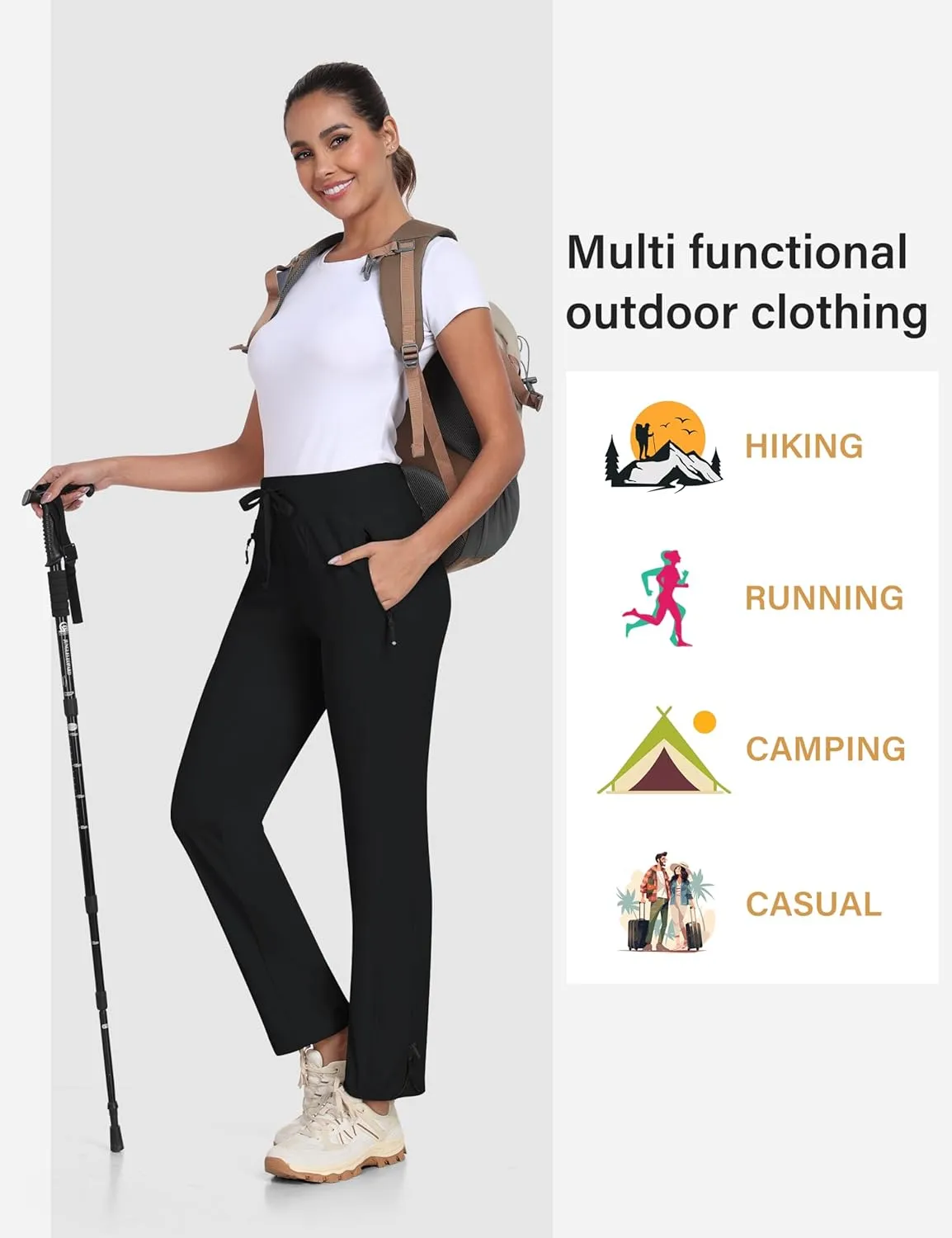 MoFiz Women's Hiking Pants Lightweight Outdoor Quick Dry Travel Joggers Water Resistant Athletic Pants Zipper Pockets