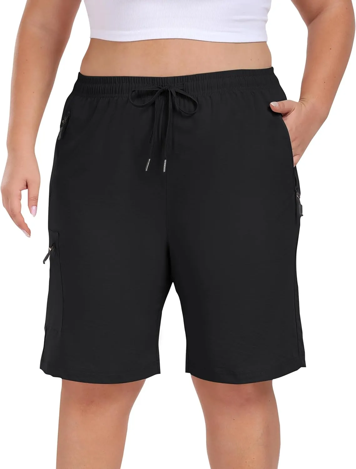 MoFiz Women's Plus Size Shorts Hiking Cargo Shorts Quick Dry Golf Active Shorts Lightweight Summer Shorts with Pockets