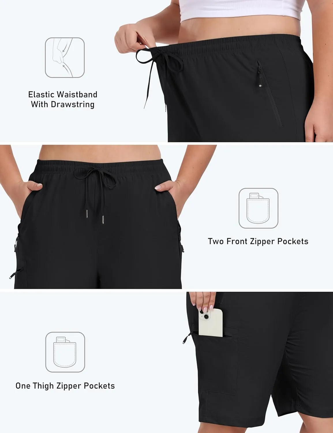 MoFiz Women's Plus Size Shorts Hiking Cargo Shorts Quick Dry Golf Active Shorts Lightweight Summer Shorts with Pockets