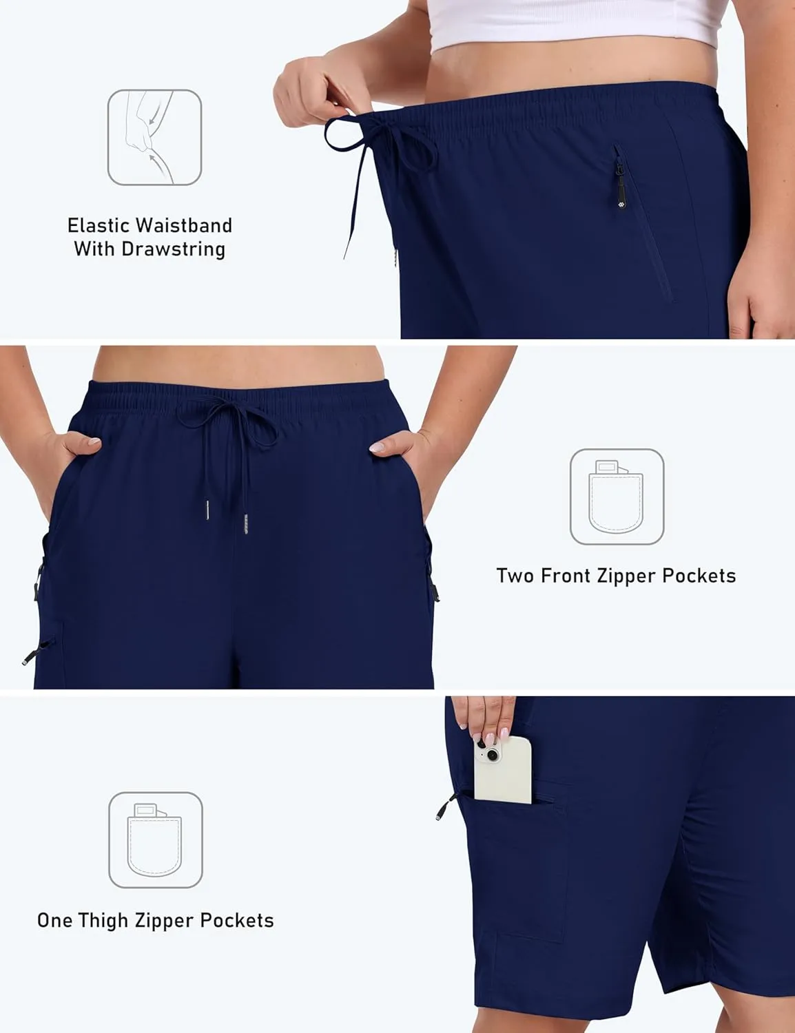 MoFiz Women's Plus Size Shorts Hiking Cargo Shorts Quick Dry Golf Active Shorts Lightweight Summer Shorts with Pockets