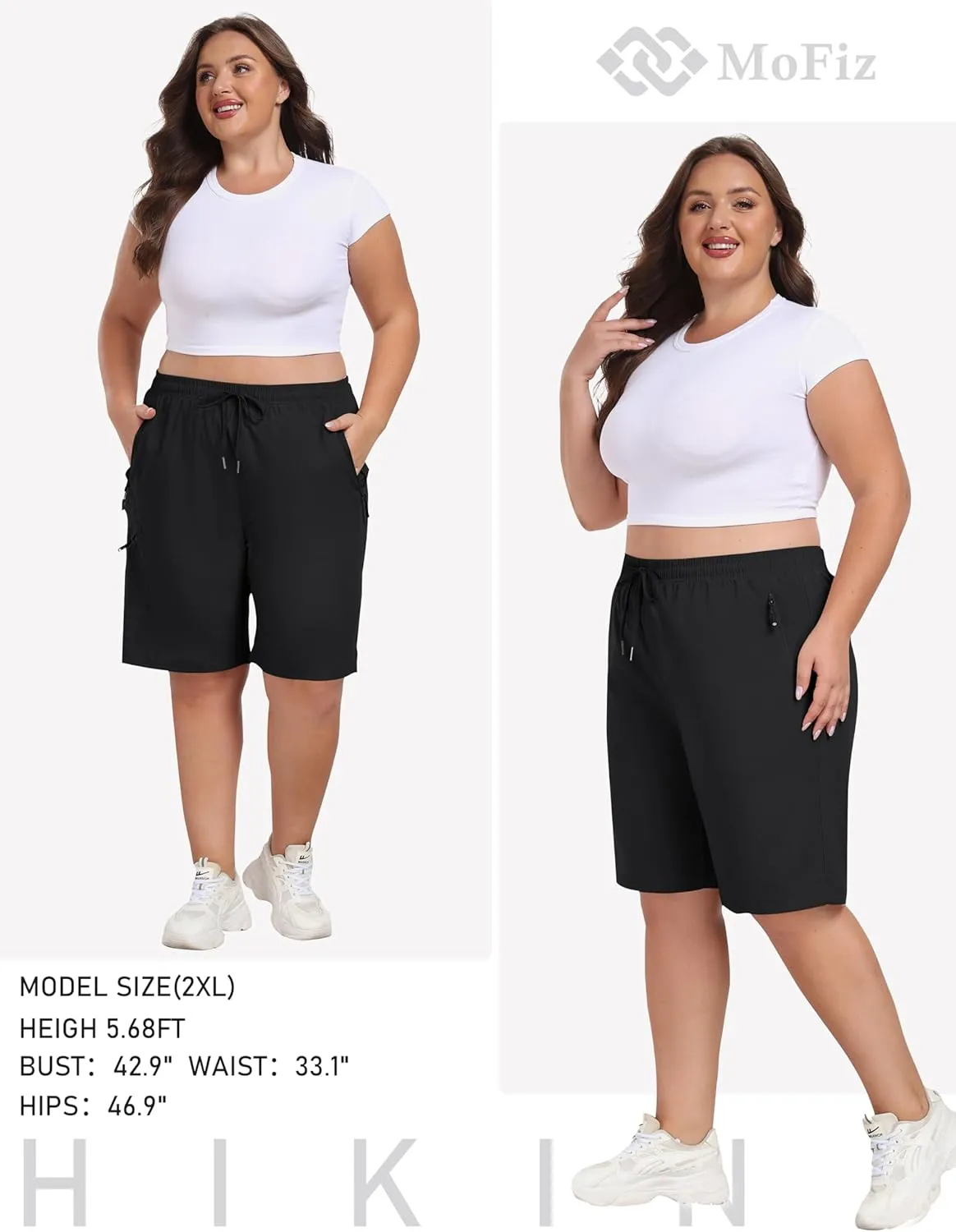MoFiz Women's Plus Size Shorts Hiking Cargo Shorts Quick Dry Golf Active Shorts Lightweight Summer Shorts with Pockets