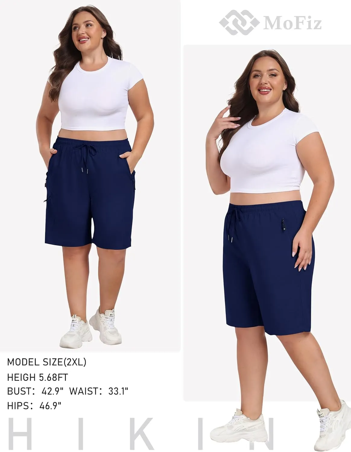 MoFiz Women's Plus Size Shorts Hiking Cargo Shorts Quick Dry Golf Active Shorts Lightweight Summer Shorts with Pockets