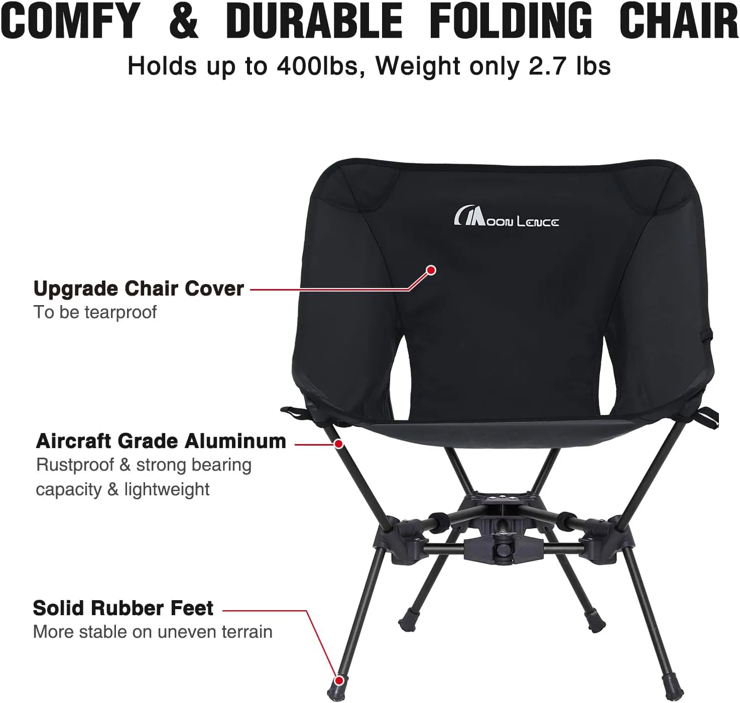 MOON LENCE Portable Camping Chair Backpacking Chair - The 4th Generation Ultralight Folding Chair - Compact, Lightweight Foldable Chairs for Hiking Mountaineering, Beach