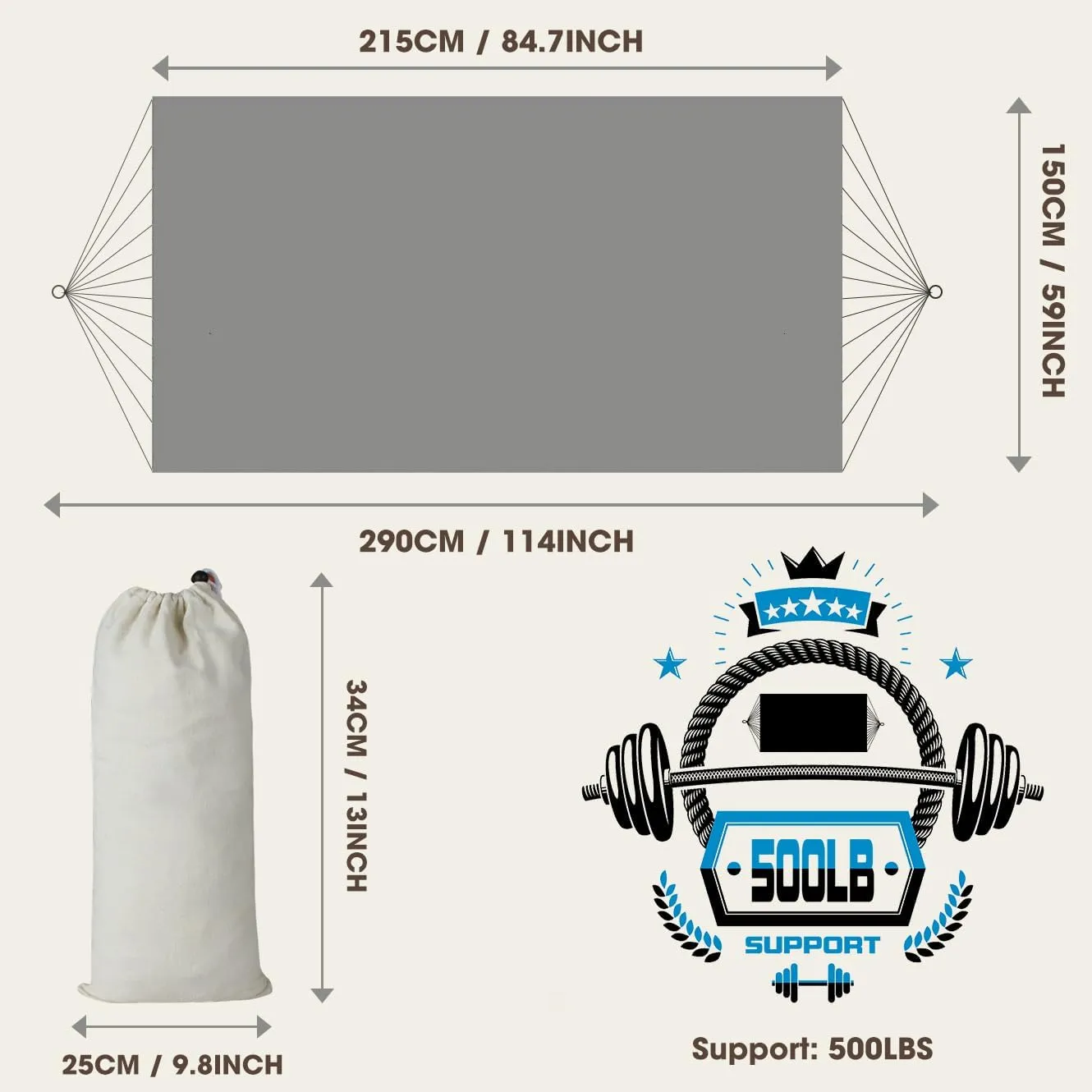MOSFiATA Backyard Hammock with Tassels Max 500lbs Canvas Fabric Bohemian Style with Thickened Rope and Carry Bag for Outdoor, Garden, Patio, Wedding Decor (White)