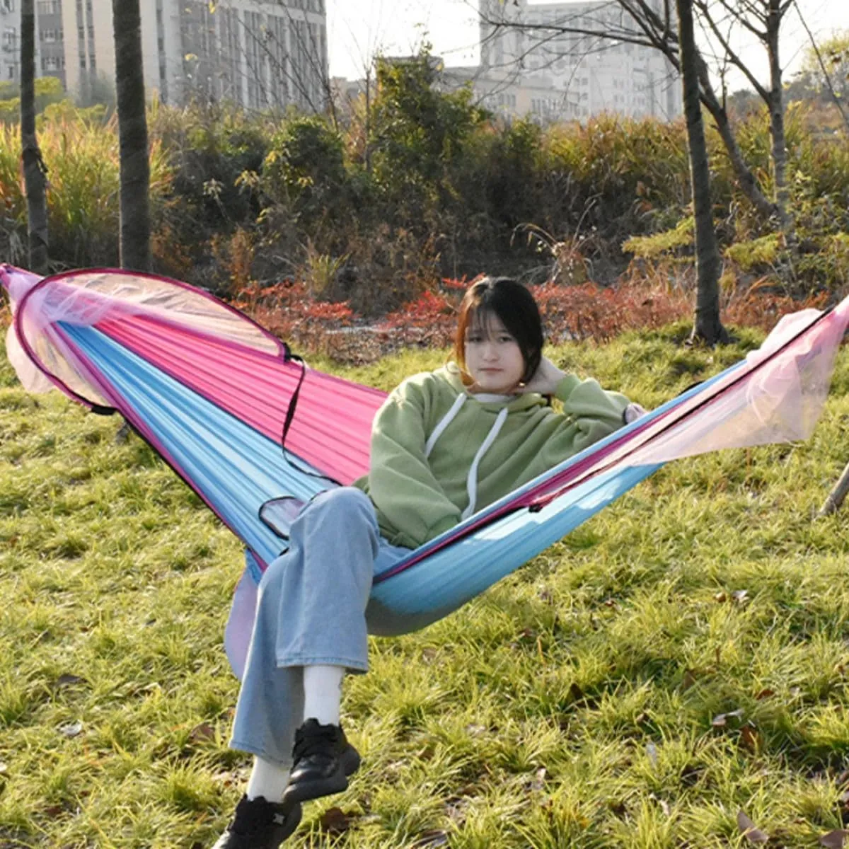 Mosquito Net for Hammock, Hammock Tent Strong Load-Bearing Capacity, Hammock Camping Breathable and Mosquito Proof, Suitable for Outdoor Use(Blue,260 * 140cm)