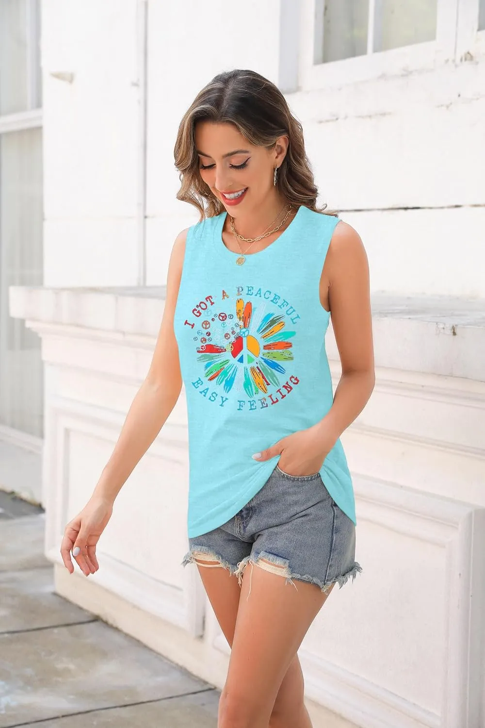 Mountain Sunrise Tank Tops Women Hiking Mountain Sleeveless T Shirt Tees Camping Vest Muscle Shirt