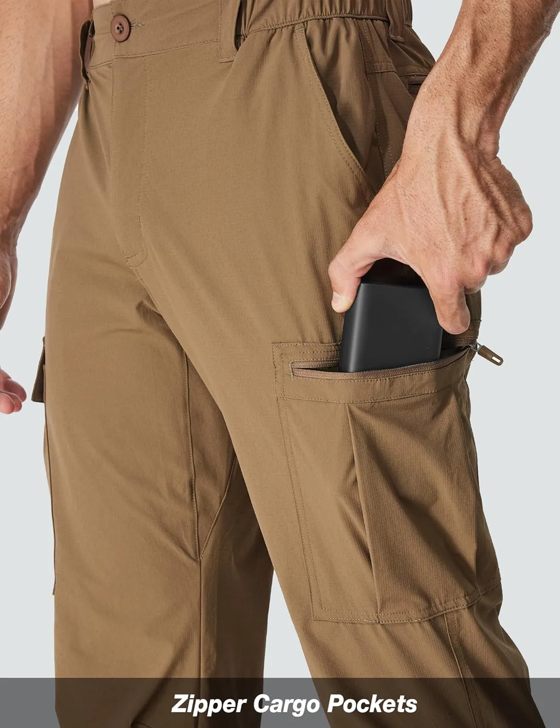 MOURCE Mens Quick-Dry Hiking Pants - Lightweight Water Resistant Cargo Pants for Men with 8 Pockets for Outdoor Activities