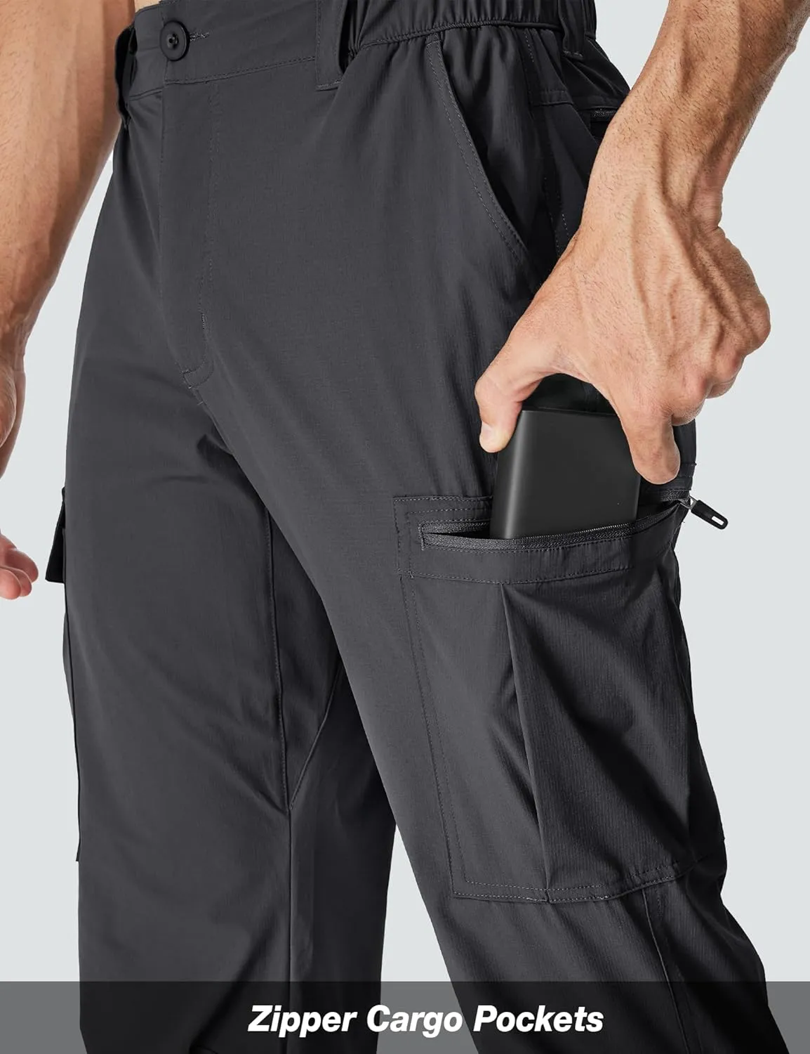 MOURCE Mens Quick-Dry Hiking Pants - Lightweight Water Resistant Cargo Pants for Men with 8 Pockets for Outdoor Activities