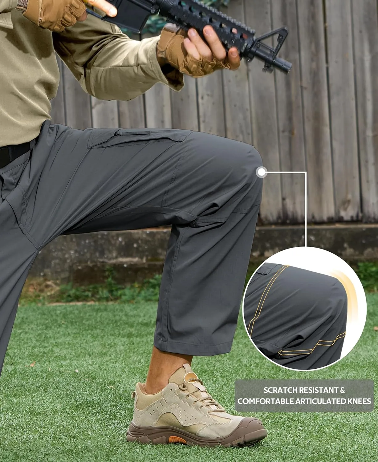MOURCE Ripstop Tactical Pants for Men Stretch Breathable - Lightweight Quick Dry Mens Hiking Pants with 9 Pockets