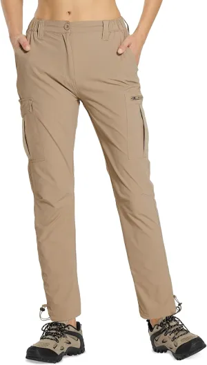 MOURCE Womens Hiking Pants Lightweight - Quick Dry Water Resistant UPF 50 Travel Pants with 7 Pockets & Adjustable Cuffs