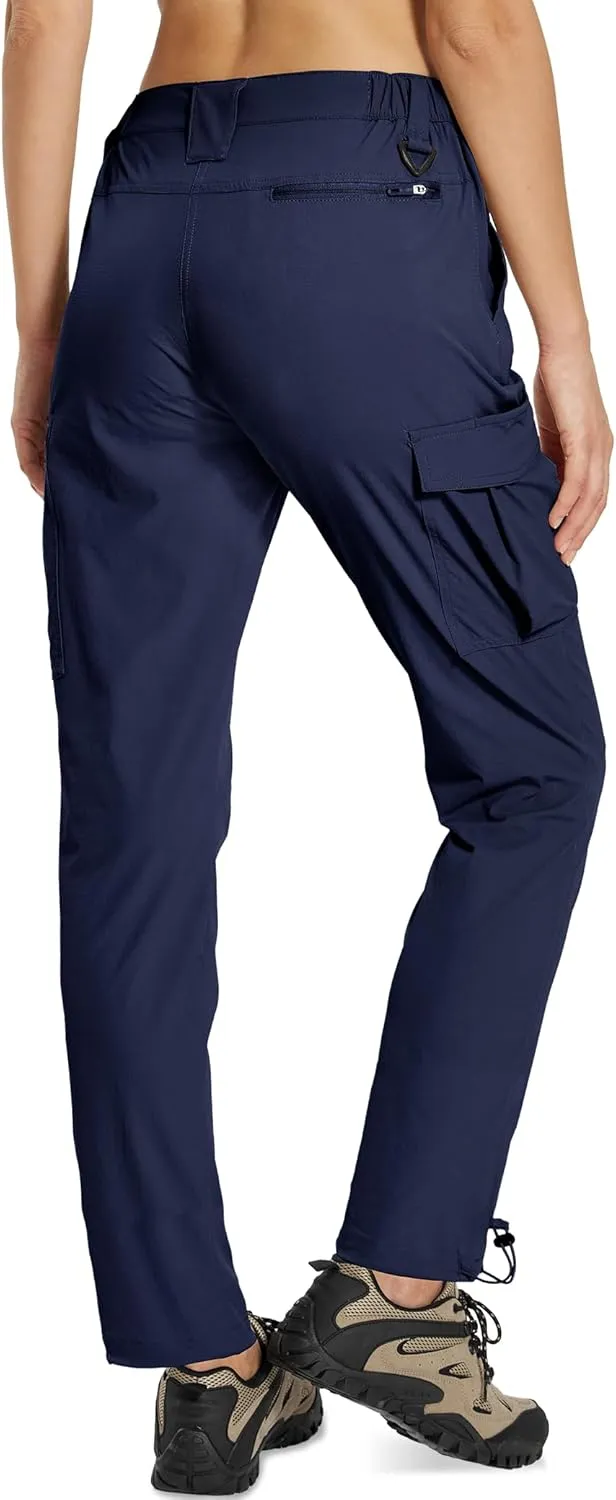 MOURCE Womens Hiking Pants Lightweight - Quick Dry Water Resistant UPF 50 Travel Pants with 7 Pockets & Adjustable Cuffs