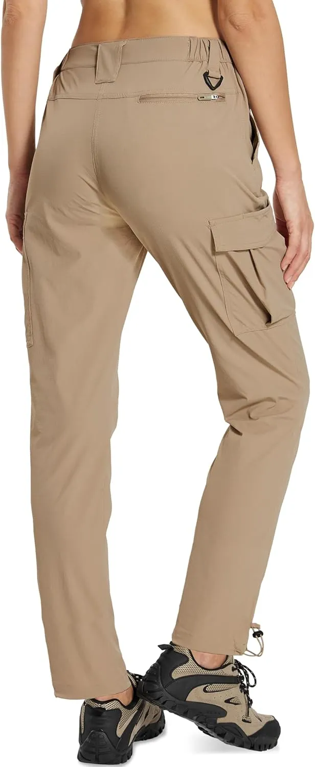 MOURCE Womens Hiking Pants Lightweight - Quick Dry Water Resistant UPF 50 Travel Pants with 7 Pockets & Adjustable Cuffs