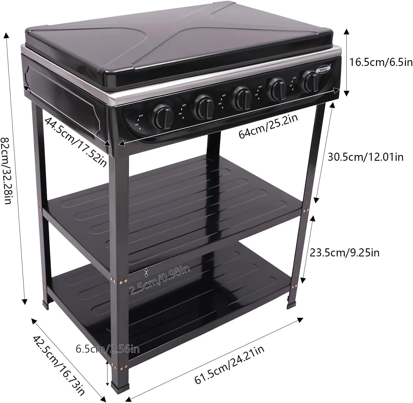Natural Gas Stove with 5 Burners 2.5KW Portable Natural Gas Stove Manual Ignition Camping Stove w/Wind Blocking Cover & 2 Placement Boards for Camping Fishing RV Rravel (Black)