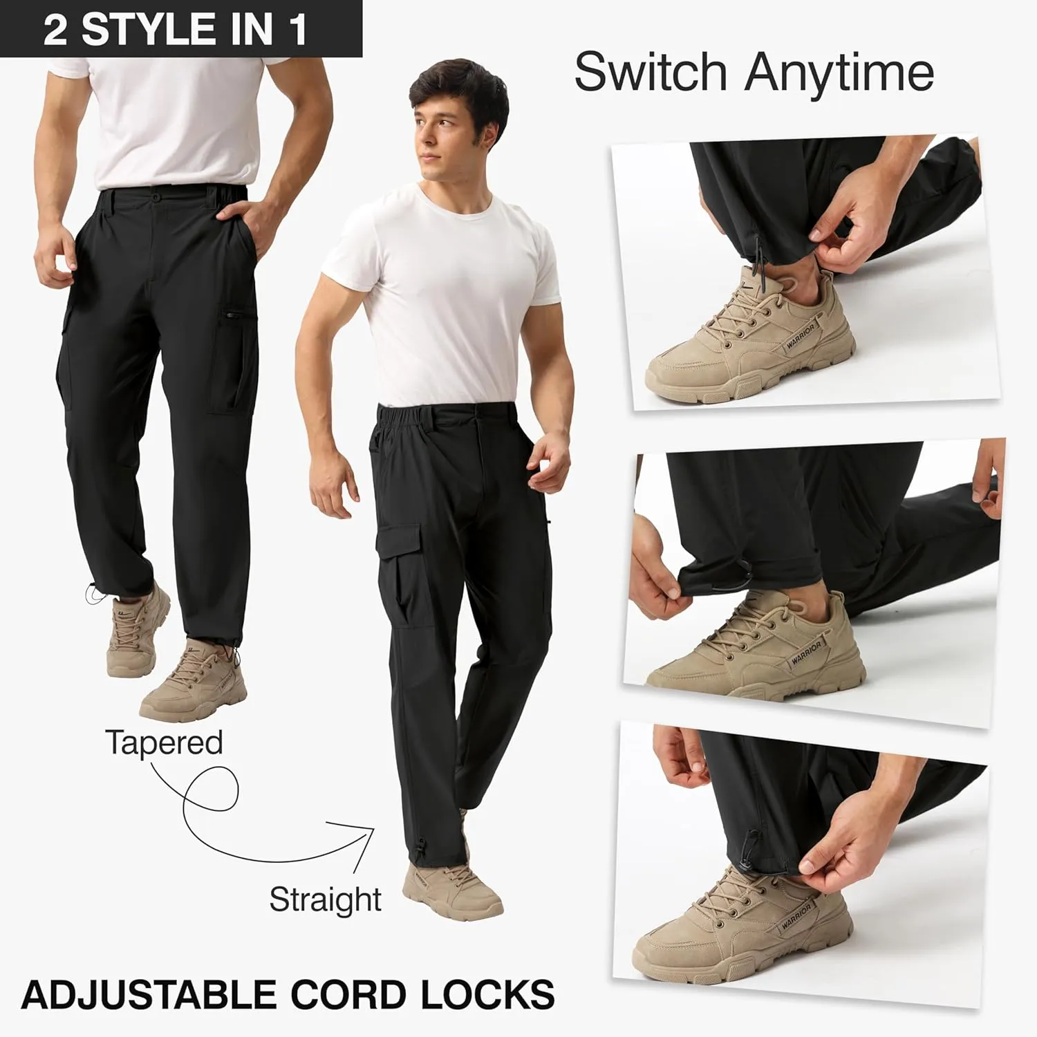 NATUVENIX Hiking Pants Men Lightweight Mens Travel Pants Quick Dry Cargo Pants for Men Stretch Work Pants Water Resistant