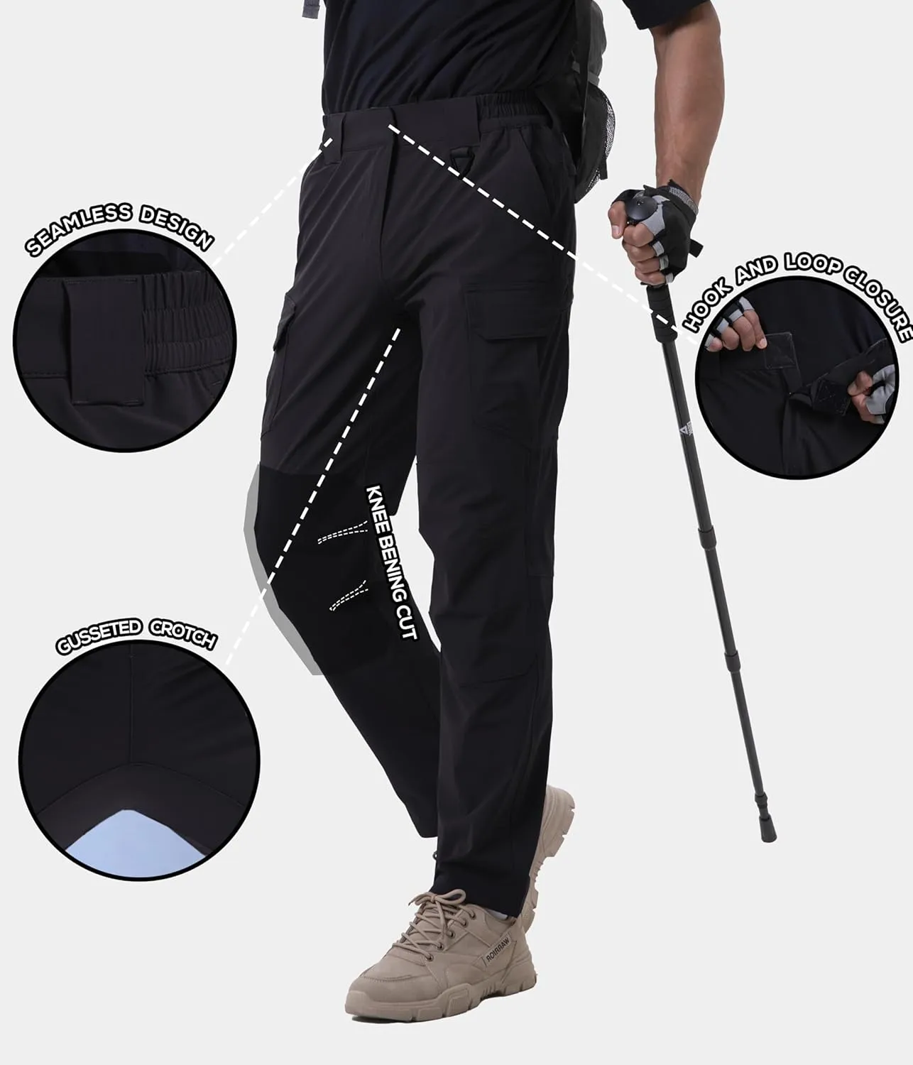 NATUVENIX Lightweight Mens Hiking Pants Quick Dry Travel Pants for Men Water Resistant Work Pants Men with Pockets Outdoor