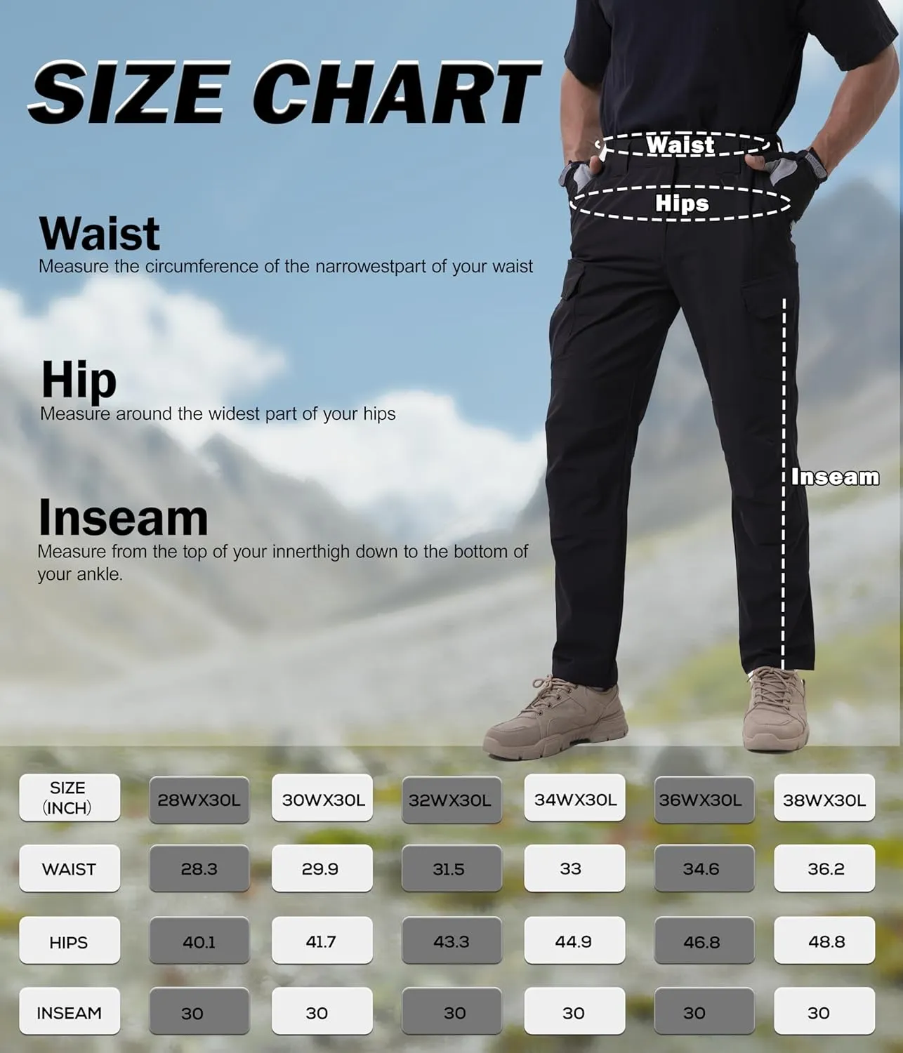 NATUVENIX Lightweight Mens Hiking Pants Quick Dry Travel Pants for Men Water Resistant Work Pants Men with Pockets Outdoor