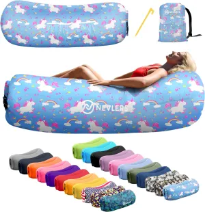 Nevlers 450Lbs Cap Outdoor Inflatable Couch for Camping Unicorn | Tough 210T Polyester Air Chair Inflatable Lounger | Inflatable Chairs for Movie Night, Hiking, Travel Beach Chair & Portable Hammock