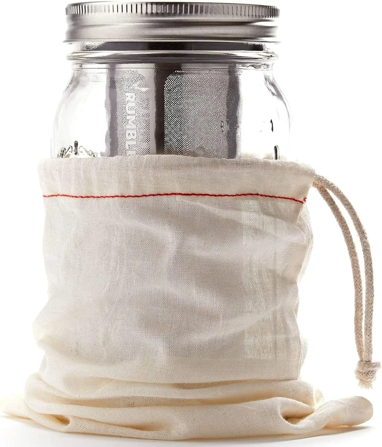 Next-Gen Cold Brew Coffee Maker for Mason Jars - 200 Micron Filter Is Ideal for Coarse Grounds & Stronger Coffee - Includes Filter   32oz Mason Jar