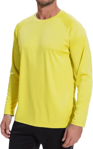 NEYOUQE Men's Sun Protection UPF 50  Shirts Long Sleeve Running Workout Athletic Gym Shirt UV Swim Fish Rash Guard Hiking