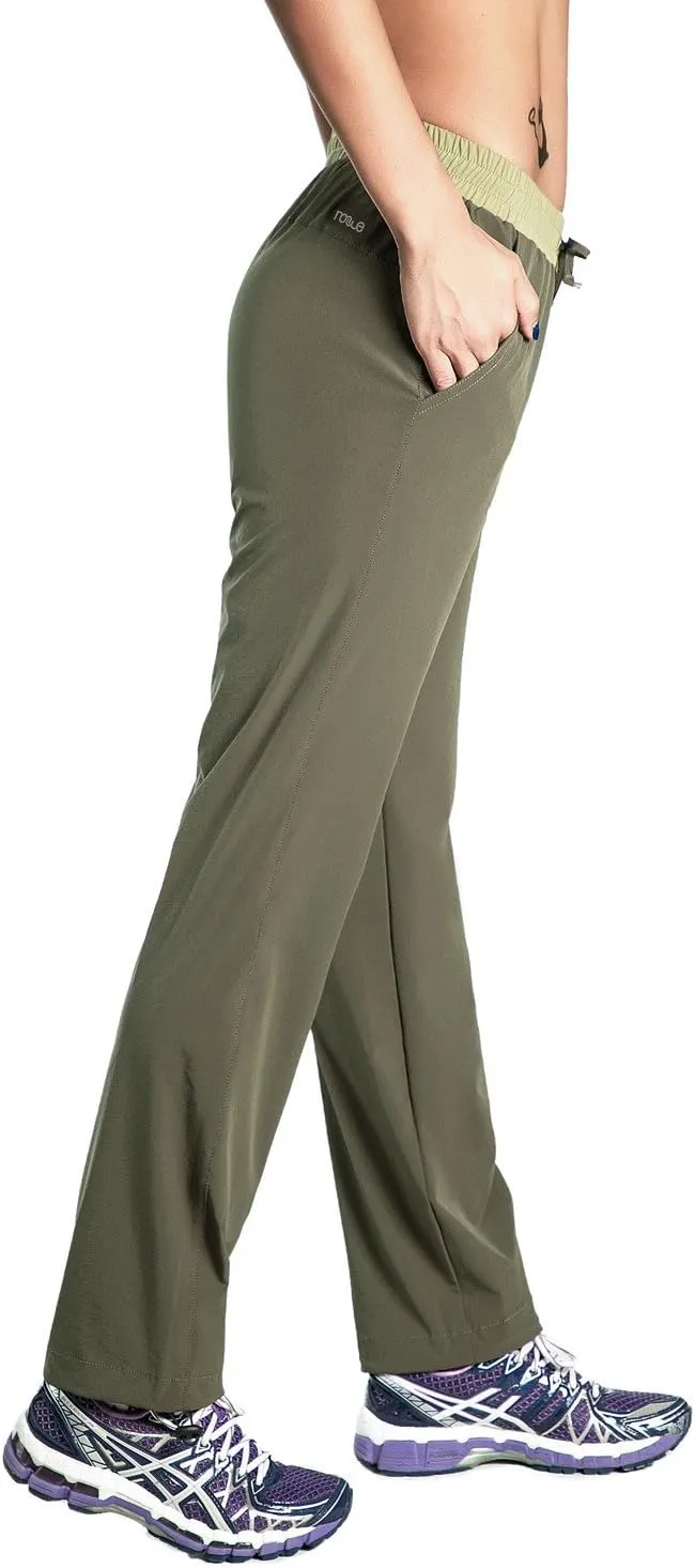 Nonwe Women's Quick Drying Hiking Pants Lightweight Drawstring Joggers with Pockets Elastic Waist Pants