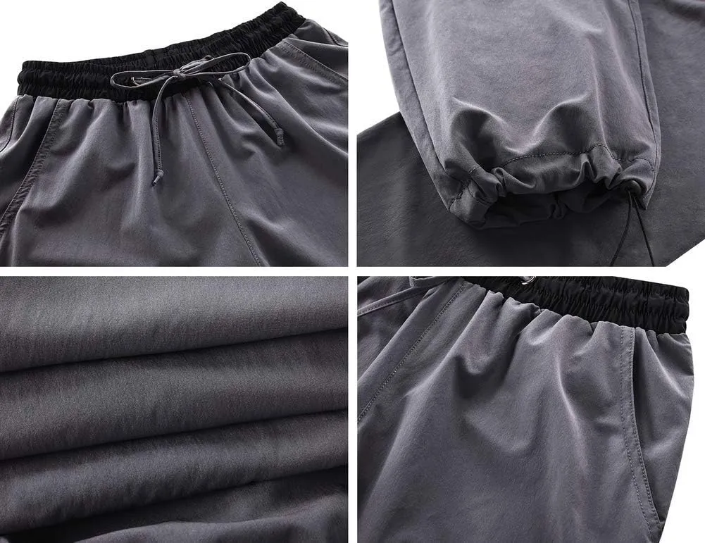 Nonwe Women's Quick Drying Hiking Pants Lightweight Drawstring Joggers with Pockets Elastic Waist Pants