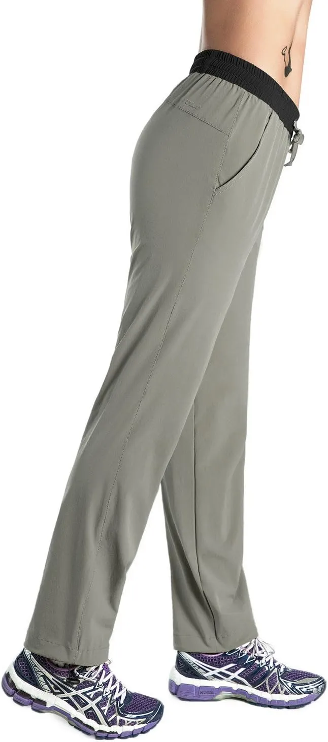 Nonwe Women's Quick Drying Hiking Pants Lightweight Drawstring Joggers with Pockets Elastic Waist Pants