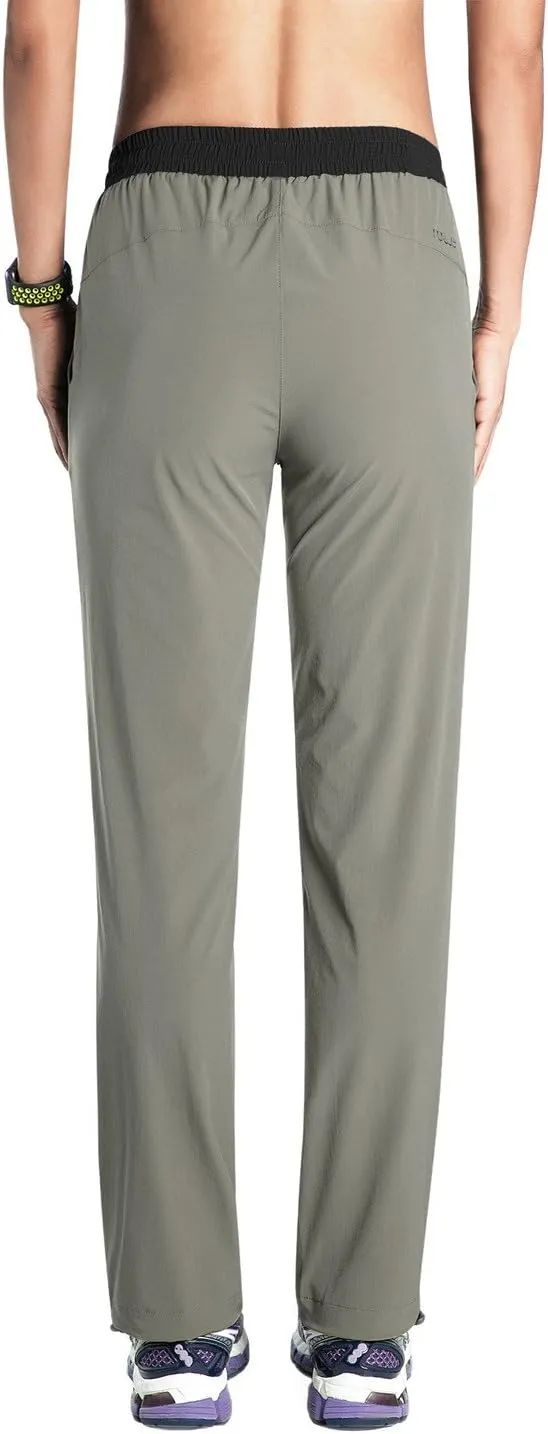 Nonwe Women's Quick Drying Hiking Pants Lightweight Drawstring Joggers with Pockets Elastic Waist Pants