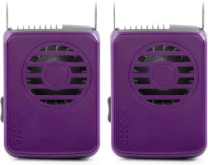 O2COOL Deluxe Necklace Fan, Purple, 2 Units
