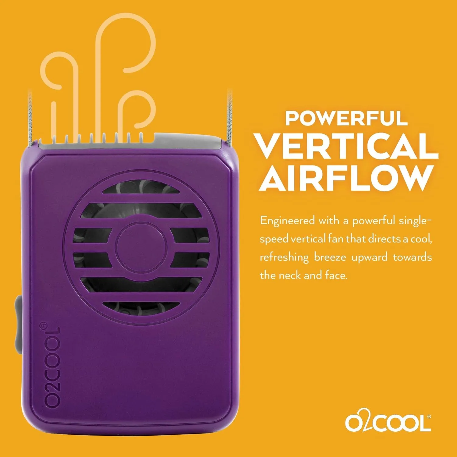 O2COOL Deluxe Necklace Fan, Purple, 2 Units
