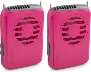 O2COOL Deluxe Necklace Fan, Raspberry, 2 Units