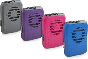 O2COOL Deluxe Personal Necklace Fan | Hands- Free, Battery Operated Wearable Mini Cooling Device for Beach, Sporting Events, Camping (4 Pack Random Colors)