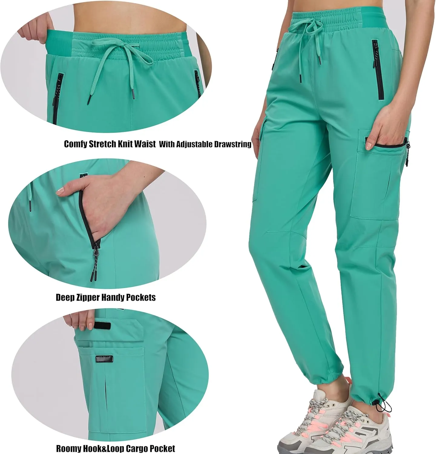 Oalka Women's Hiking Pants Water Resistant Quick Dry Cargo Pockets Pants