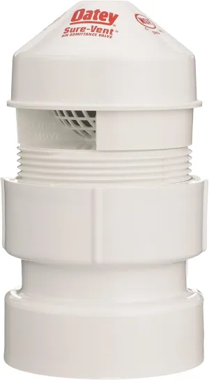 Oatey Sure-Vent 1-1/2 in.–2 in. 160 Branch, 24 Stack DFU Air Admittance Valve with White PVC Sch. 40 Adapter