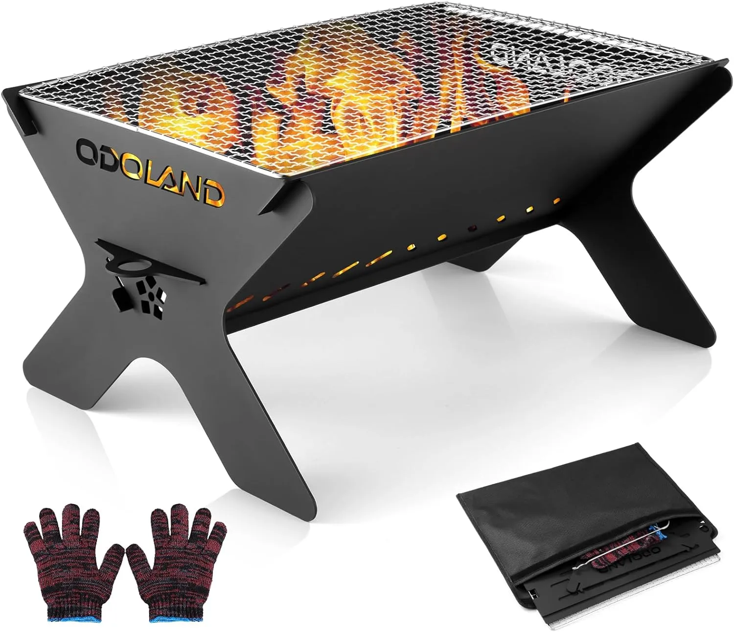 Odoland Bundle - 2 Items Camping Campfire Grill and 30 Cans Small Cooler with 3 Ice Packs