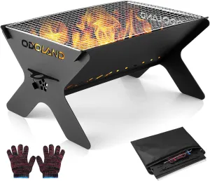 Odoland Bundle - 2 Items Camping Campfire Grill and 30 Cans Small Cooler with 3 Ice Packs