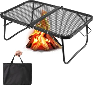 Odoland Folding Campfire Grill, Camping Grill, Portable Heavy Duty Barbecue Grill for Picnics, Backpacking, Camping Cooking, Outdoor Kitchen with Carrying Bag