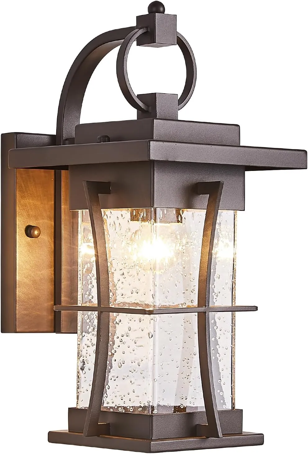 Oil Rubbed Bronze Outdoor Light Sconces Wall Mount Matte Brown Outdoor Wall Lamp Large Exterior Porch Wall Lantern with Seeded Glass 15" Outside Lights for House, Front Door, Patio, Backyard