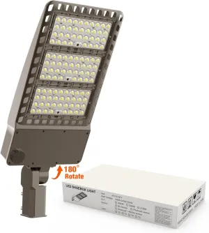 OKQ 300W-400W Adjustable LED Parking Lot Light 60000LM, UL Listed Dusk to Dawn Photocell, 5000K Slip Fitter Mount, 100-277V for Street Stadium Barn Yard Driveway Roadway Garage