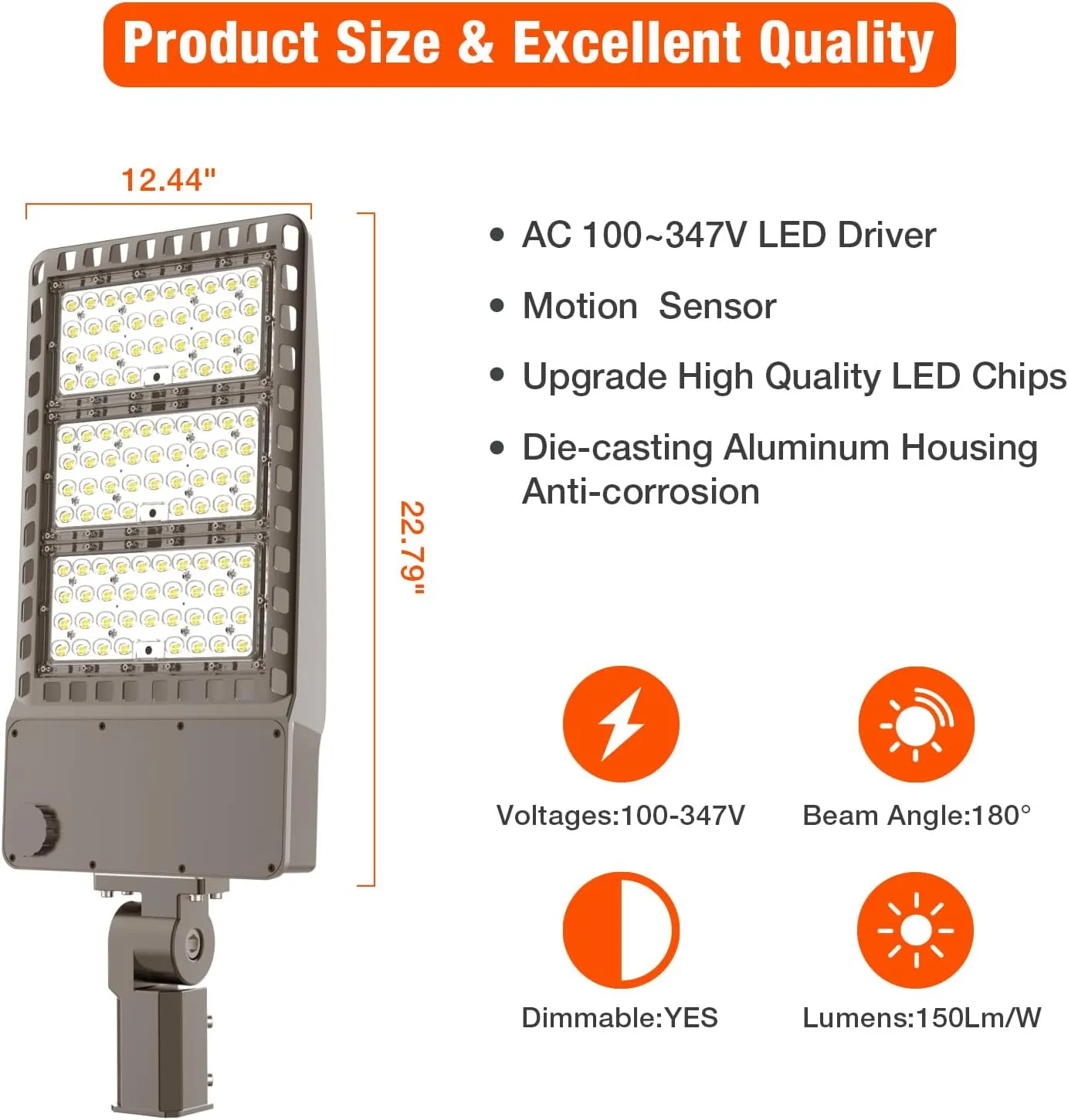 OKQ 300W-400W Adjustable LED Parking Lot Light 60000LM, UL Listed Dusk to Dawn Photocell, 5000K Slip Fitter Mount, 100-277V for Street Stadium Barn Yard Driveway Roadway Garage