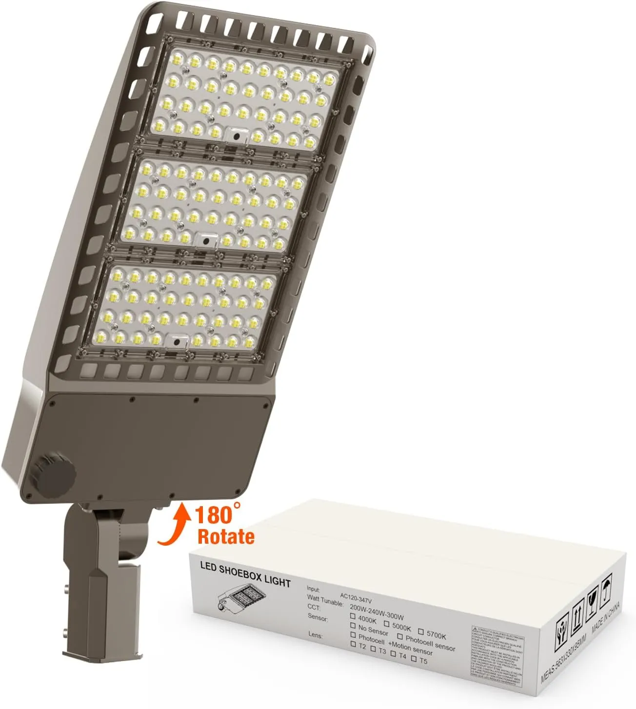 OKQ 300W-400W Adjustable LED Parking Lot Light 60000LM, UL Listed Dusk to Dawn Photocell, 5000K Slip Fitter Mount, 100-277V for Street Stadium Barn Yard Driveway Roadway Garage