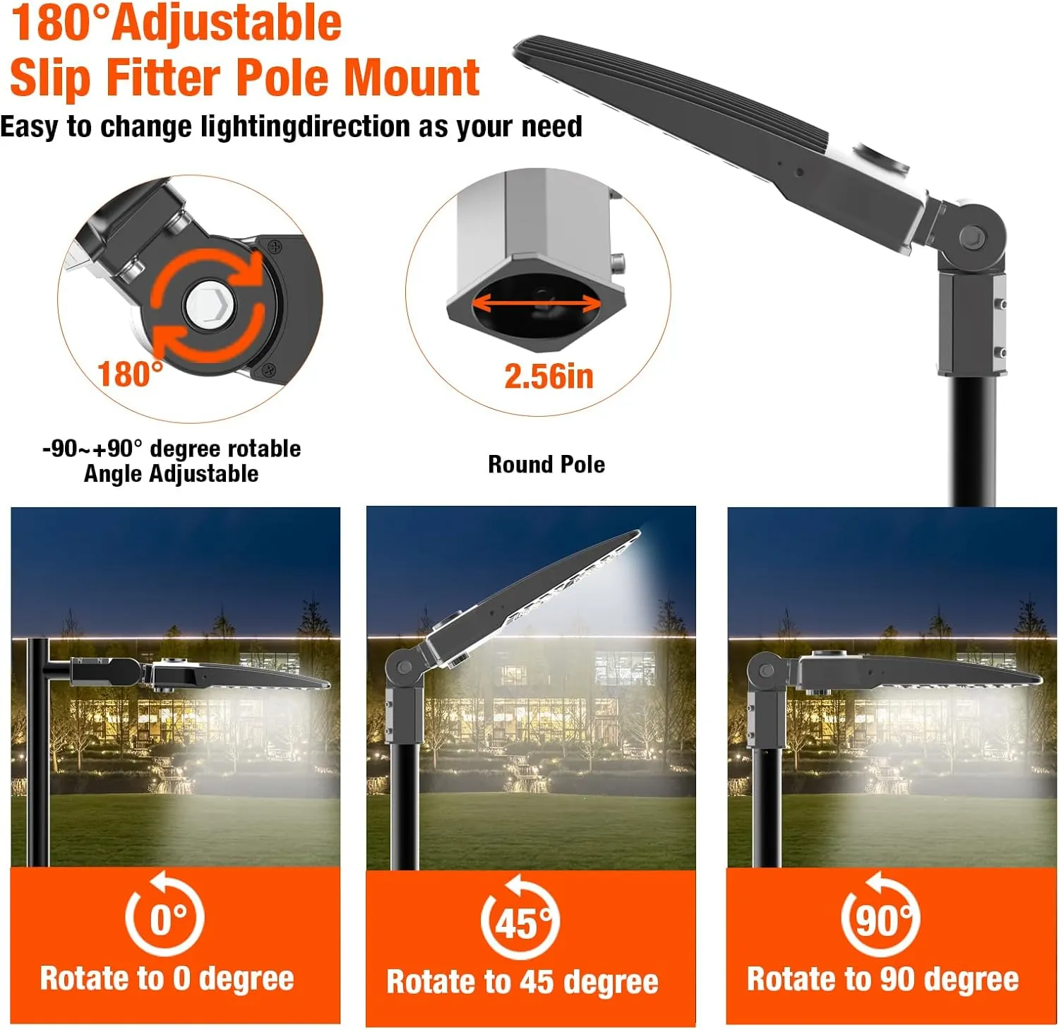 OKQ 300W-400W Adjustable LED Parking Lot Light 60000LM, UL Listed Dusk to Dawn Photocell, 5000K Slip Fitter Mount, 100-277V for Street Stadium Barn Yard Driveway Roadway Garage