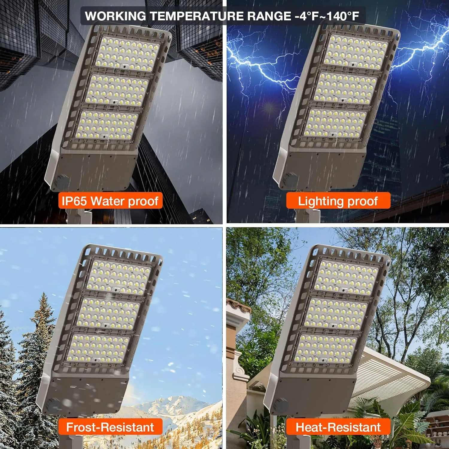 OKQ 300W-400W Adjustable LED Parking Lot Light 60000LM, UL Listed Dusk to Dawn Photocell, 5000K Slip Fitter Mount, 100-277V for Street Stadium Barn Yard Driveway Roadway Garage