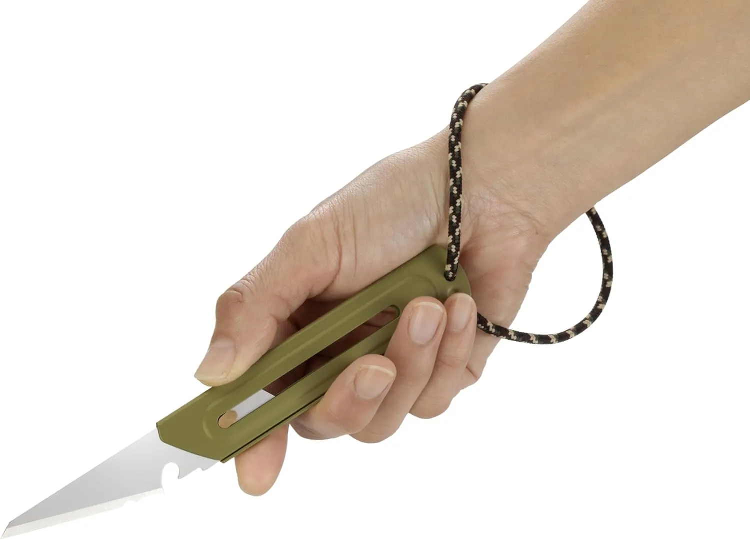 OLFA WORKS OW-UCK-1/SB Utility Camp Knife High Carbon Stainless Steel Blade - Multipurpose Outdoor Knife, Great for and Camping Activities - Brass Wheel Lock, Replacement Blade: OWB-UCB-1 (Olive)